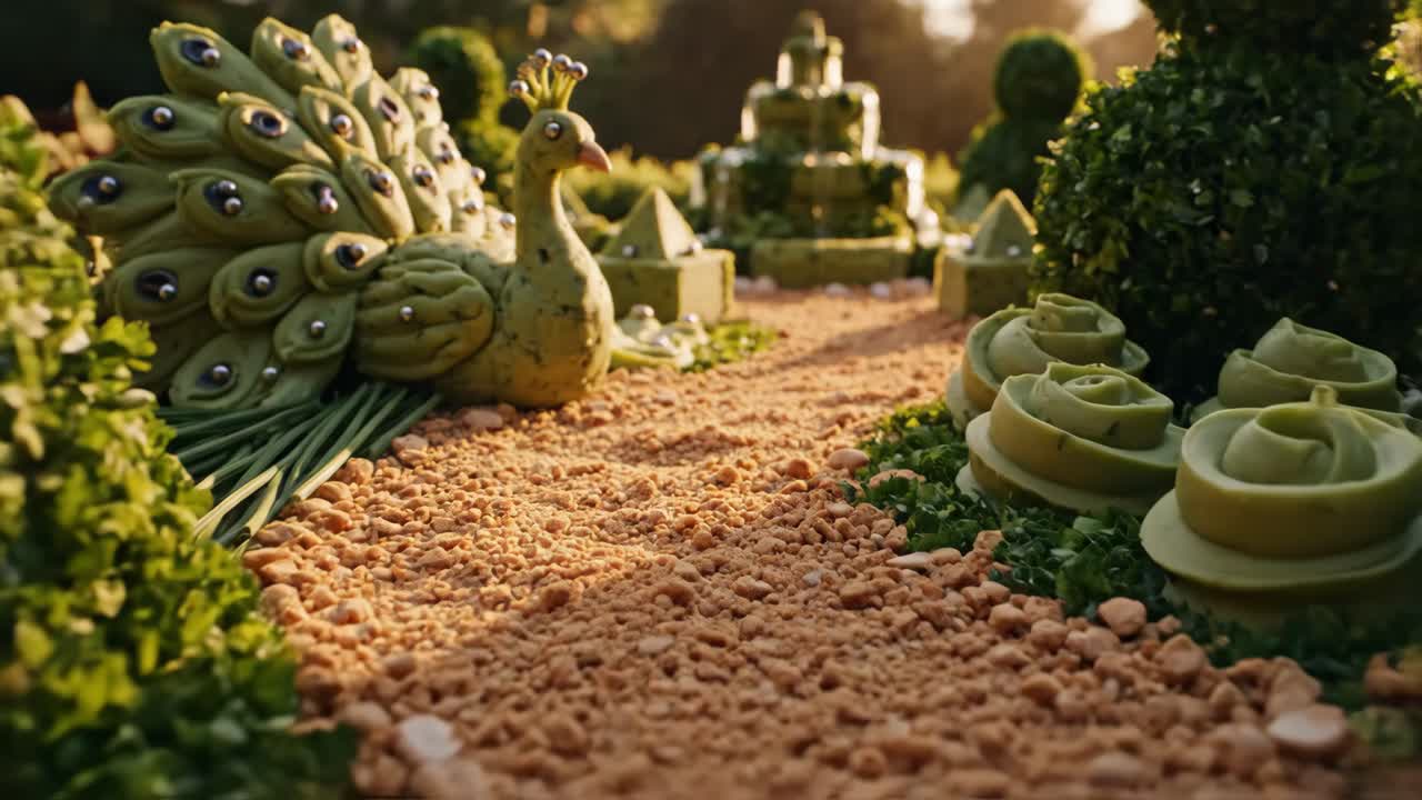 Garden sculptures and topiary art