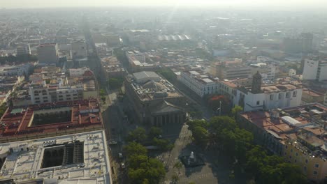 drone orbits around teatro degollado, performing arts theater guadalajara mexico