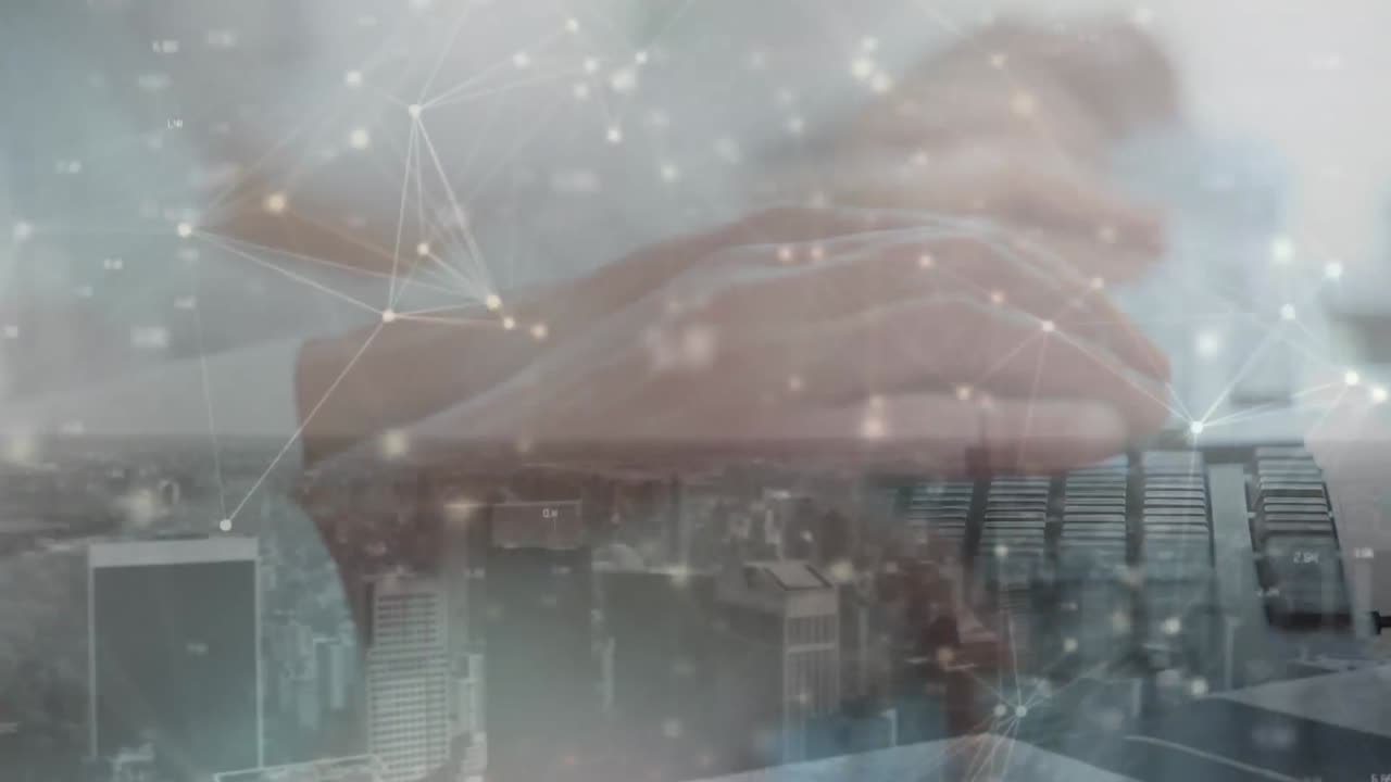 컴퓨터 키보드를 입력하는 사람들을 통해 연결 네트워크의 애니메이션