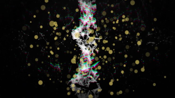 Animation of dna strand over moving spots