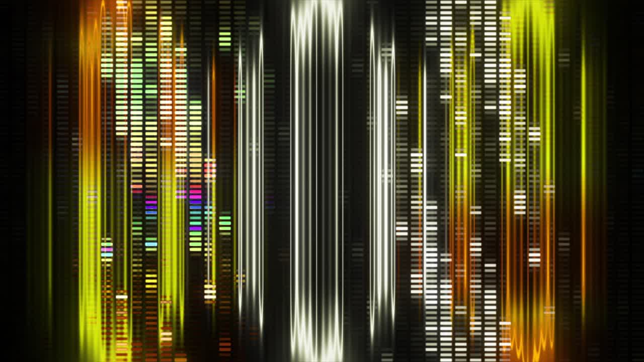 visualizador de audio colorido con líneas y barras brillantes