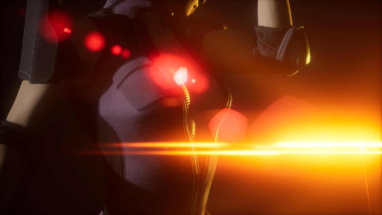 mujer joven cyberpunk, estilo futurista