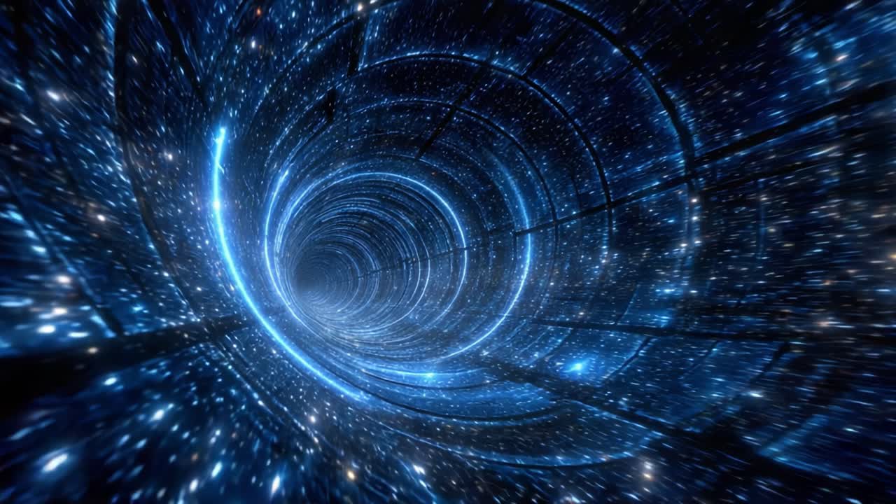 A Journey Through the Cosmic Vortex: Exploring the Mystical Depths of a Star-Filled Tunnel in Space as If Traveling Through Time and Dimensions
