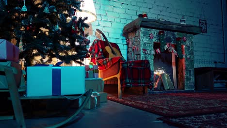 atmospheric winter design in room prepared for spending new year in loop footage