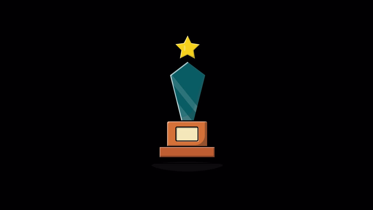 Animated Star Trophy Award on Black Background