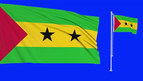 green screen sao tome and principe two flags waving tomean flagpole animation 3d chroma key