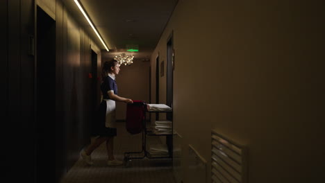 hotel maid cleaning corridor