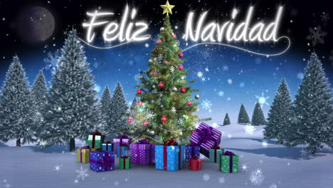 Mensaje-De-Feliz-Navidad-Que-Aparece-En-Un-Paisaje-Nevado.