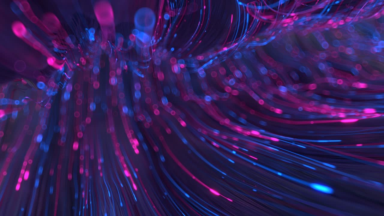 Optical fiber blue and pink neon color 3D render seamless loop animation