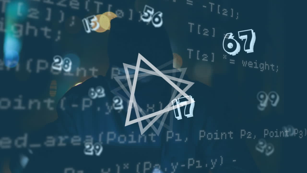 해커에 대한 범위, 숫자 및 데이터 처리의 애니메이션