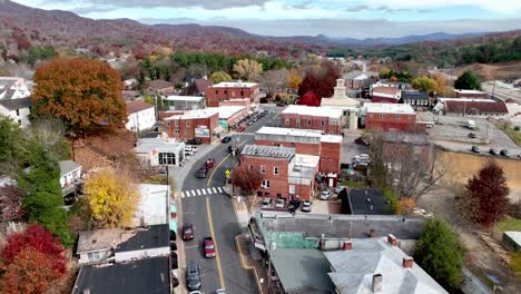 aerial push in high above burnsville nc, north carolina