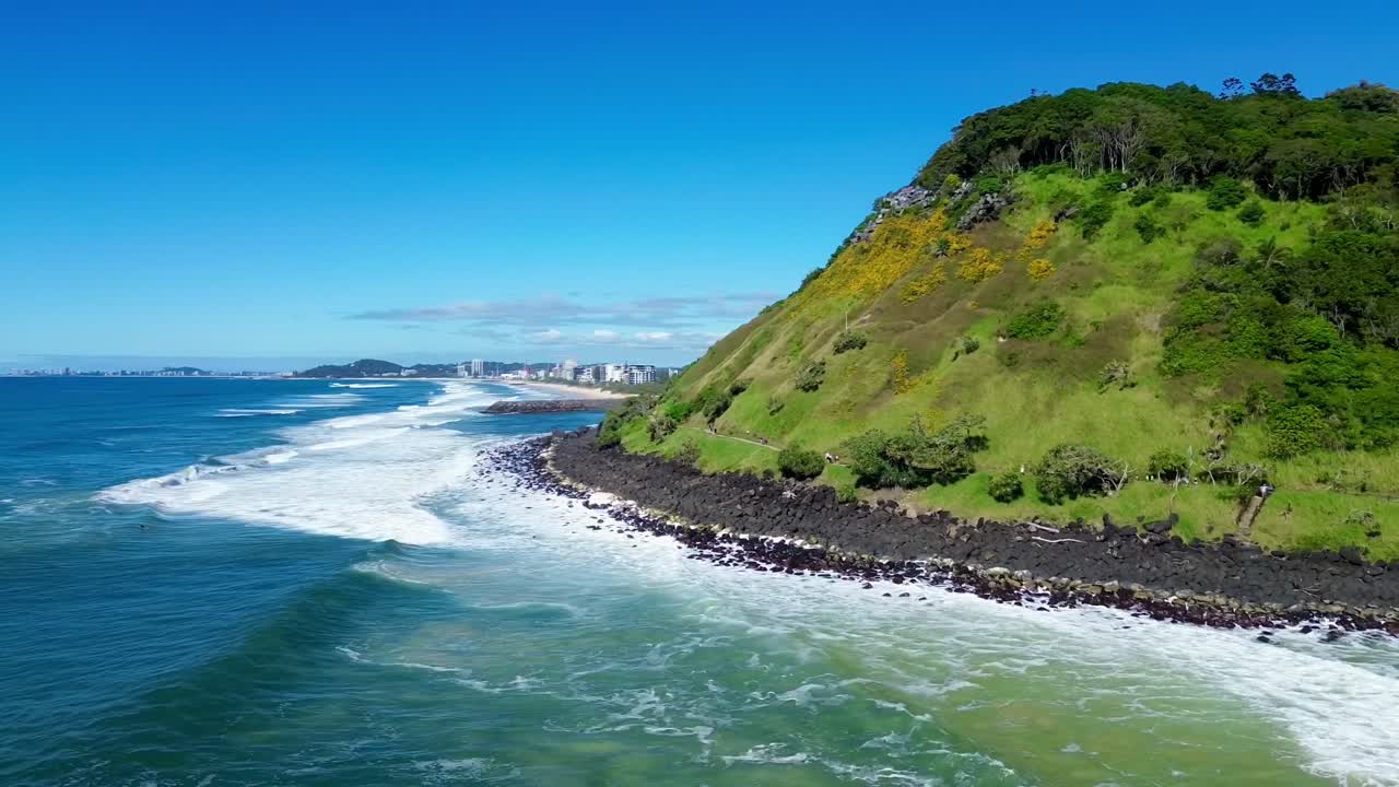 Stunning drone video of Burleigh Head National Park from the ocean