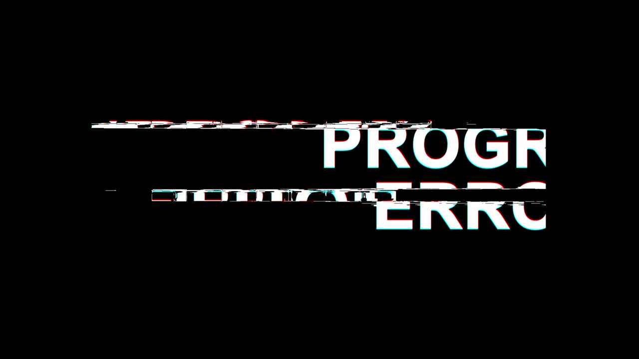 error de programa efecto glitch texto distorsión de televisión digital animación en bucle 4k