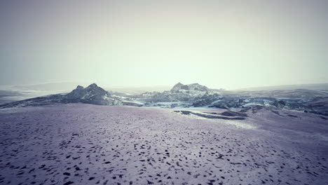 dramatic winter dark desert steppe on a highland mountain plateau