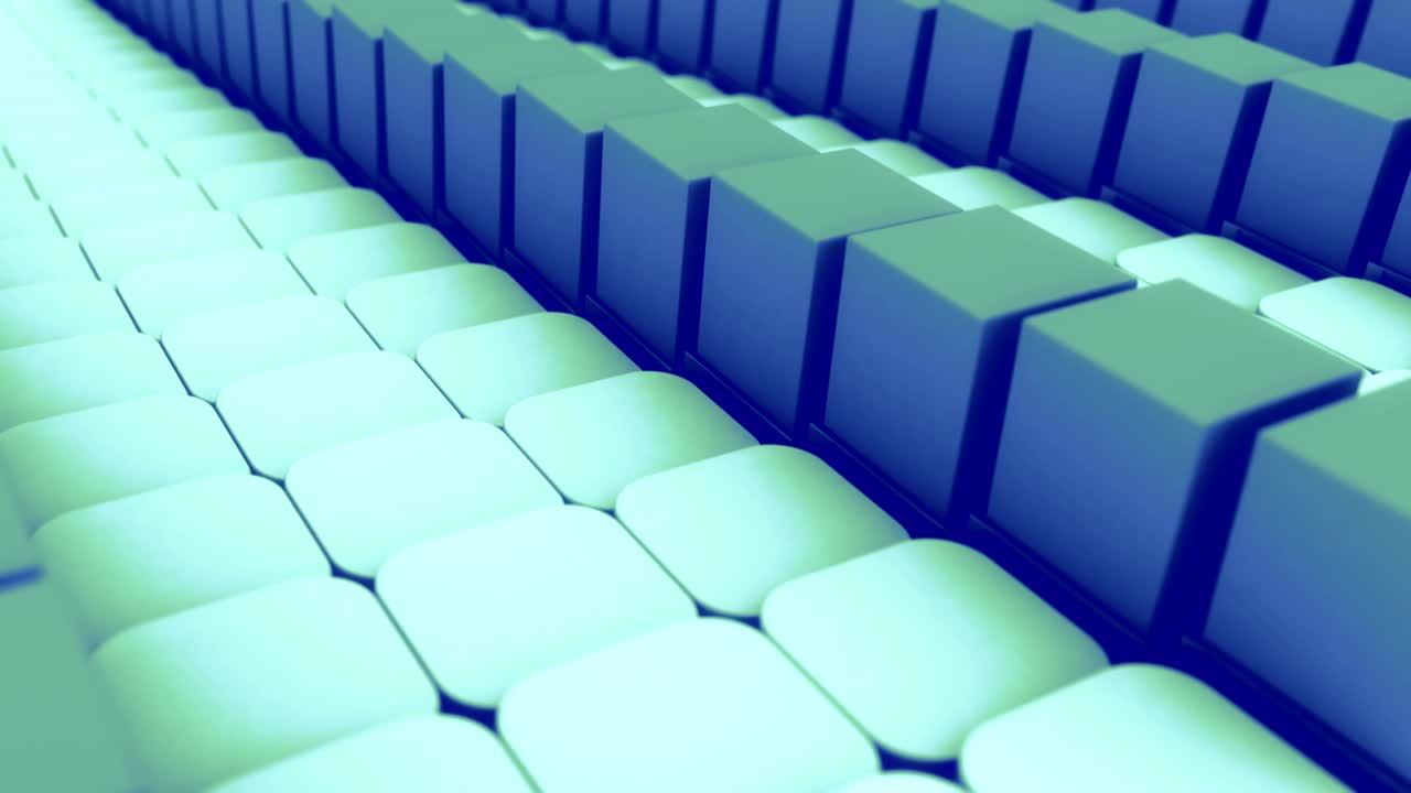 큐브와 함께 추상적인 3d 렌더링, 움직이는 기하학적 모양으로 애니메이션 된 배경, 원활한 4k 비디오.