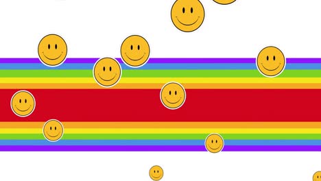 Animation-of-emoji-with-rainbow-heart-on-rainbow-background