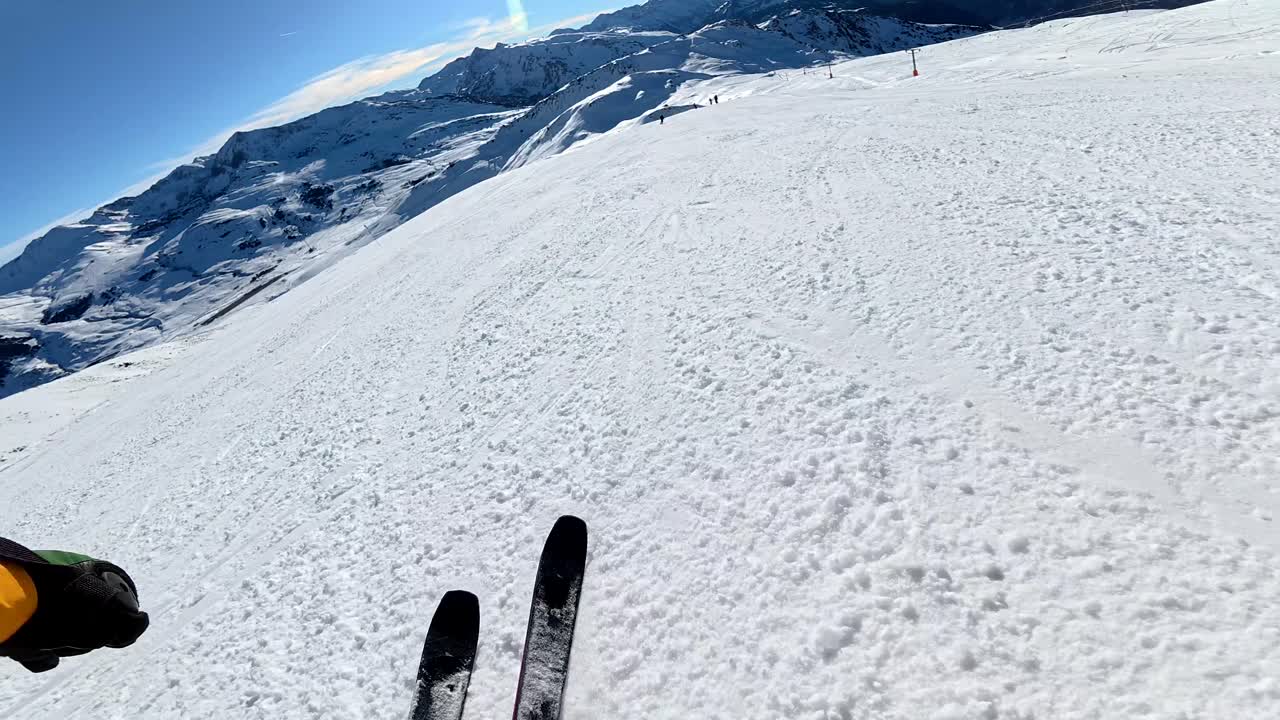 Skiing on a Snowy Mountain
