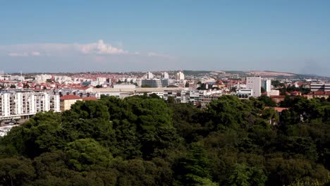 A-low-drone-flight-in-Zadar-in-the-treetops,-with-a-raid-on-the-view-of-traffic