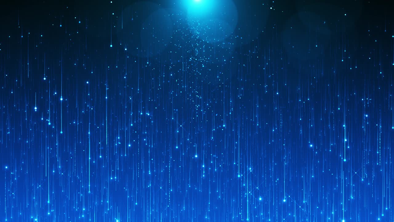 Abstract animation falling light flares sparkling trails of glowing particles creating futuristic
