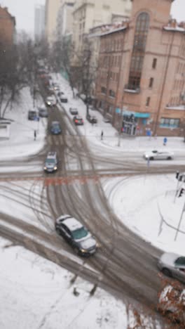 snowy city intersection