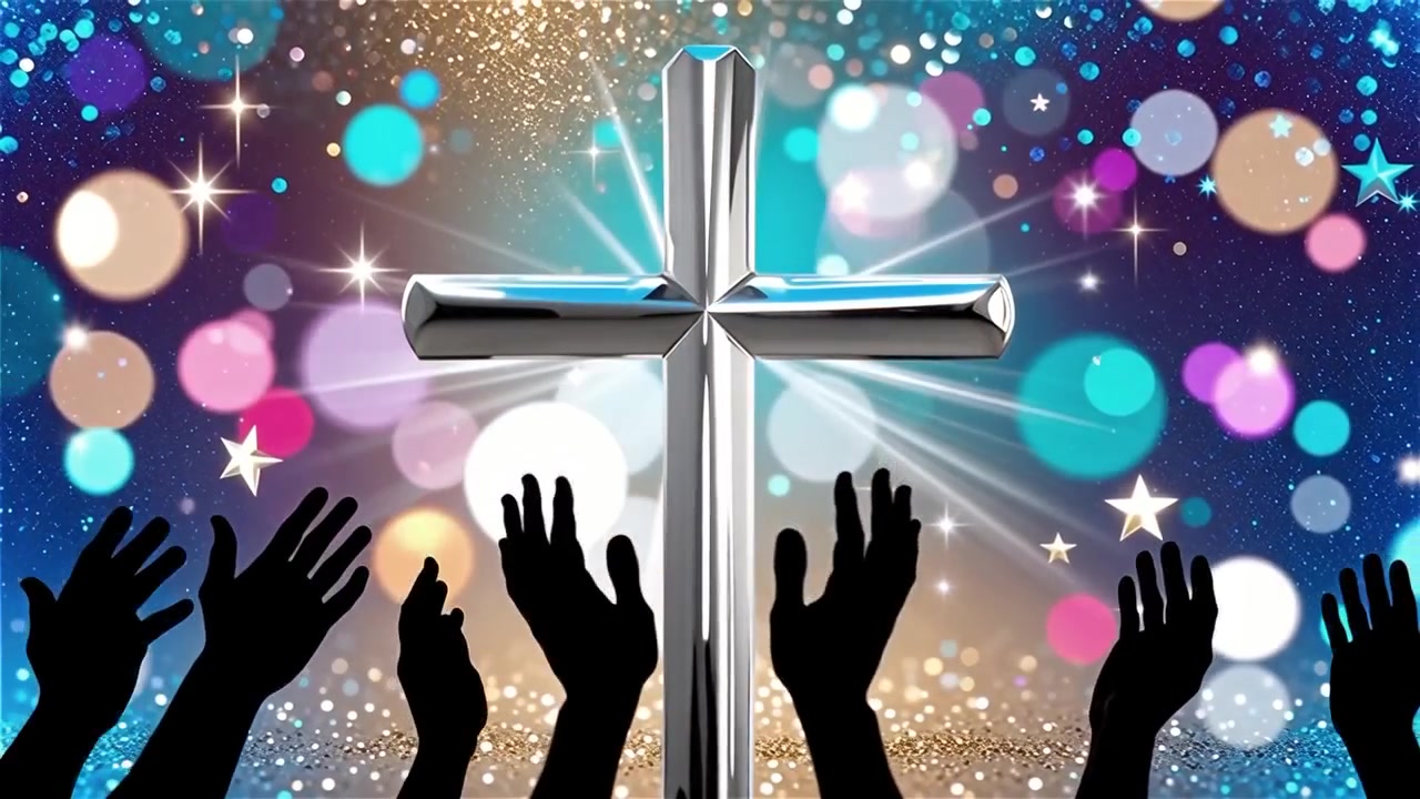 Croce Cristiana Luce Celestiale Sfondo per il Culto.