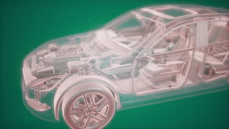 Holographic-animation-of-3D-wireframe-car-model-with-engine