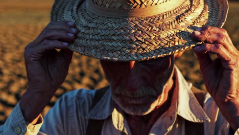 an elderly farmer in a field
