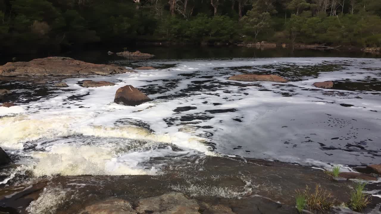 toma panorámica del río frankland y la piscina circular cerca de walpole en australia occidental que crea una espuma debido a los altos niveles de saponina