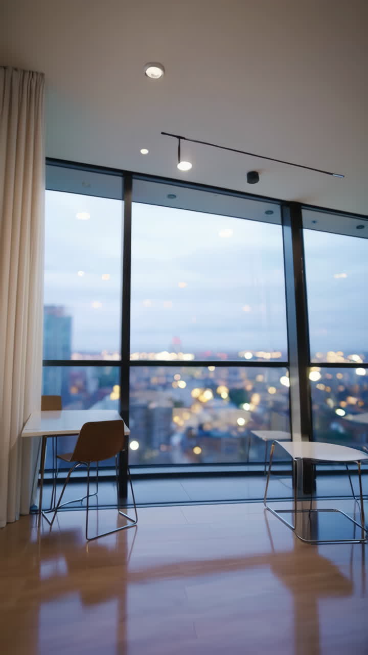 Modern Apartment Living Room at Night