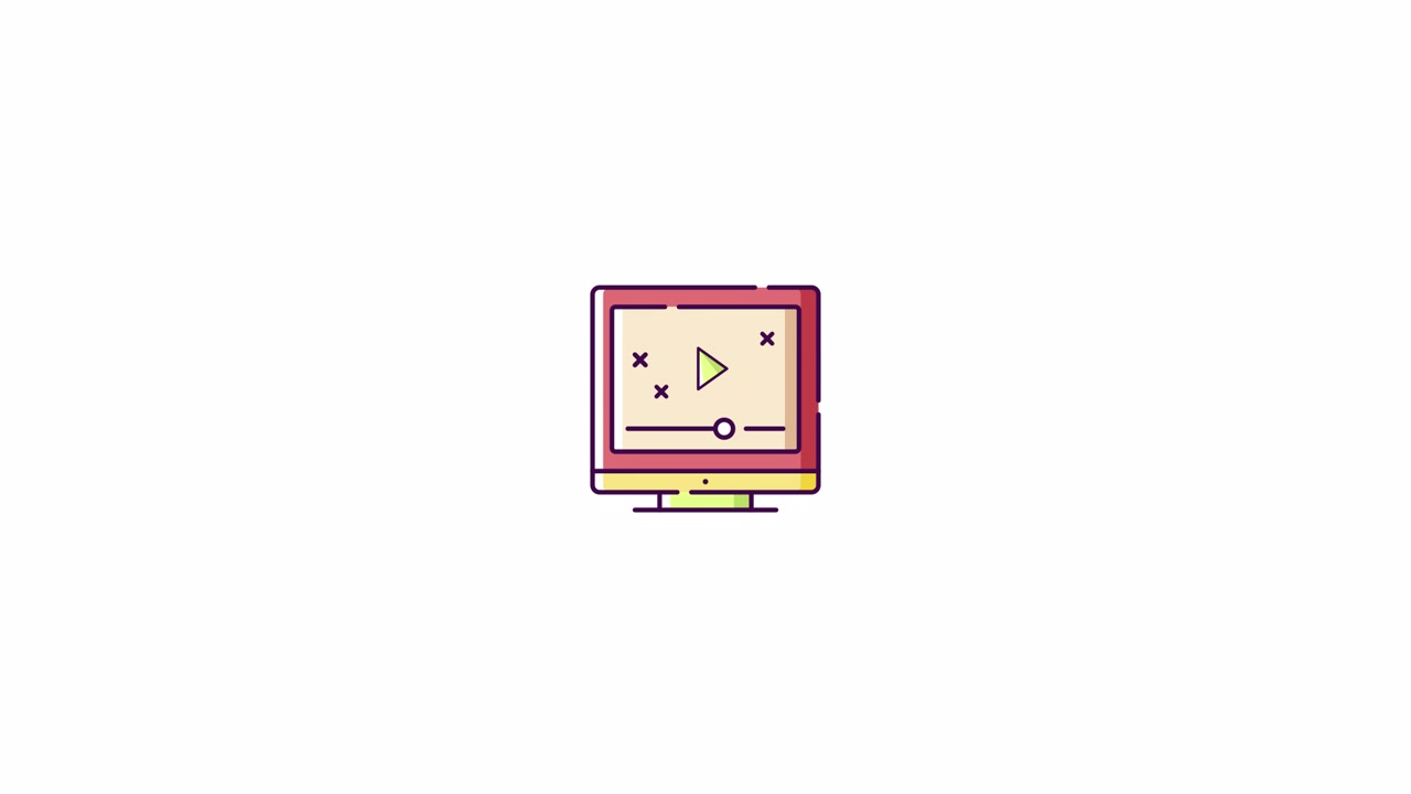 Animated Computer Monitor with Video Playback Interface