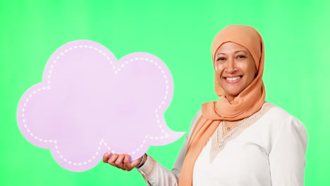 Muslim-woman,-speech-bubble