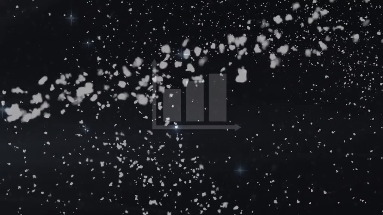 검은 바탕 위의 눈송이와 다이어그램의 애니메이션