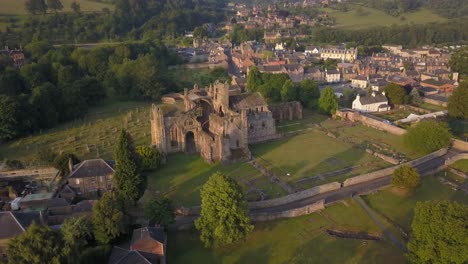 Melrose-Abbey,-Scottish-Borders.-pivot-drone