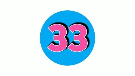 number 33 thirty three sign symbol animation motion graphics on white background,4k cartoon video number for video elements