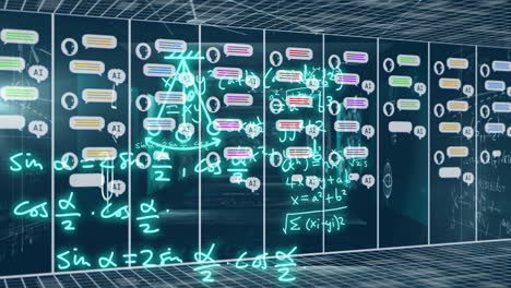 animation of ai text and mathematical data processing