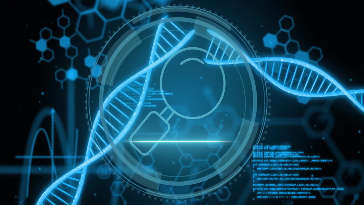 Binary coding and DNA strand animation for scientific data processing