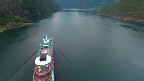 Cruise-Ship,-Cruise-Liners-On-Sognefjord-or-Sognefjorden,-Norway