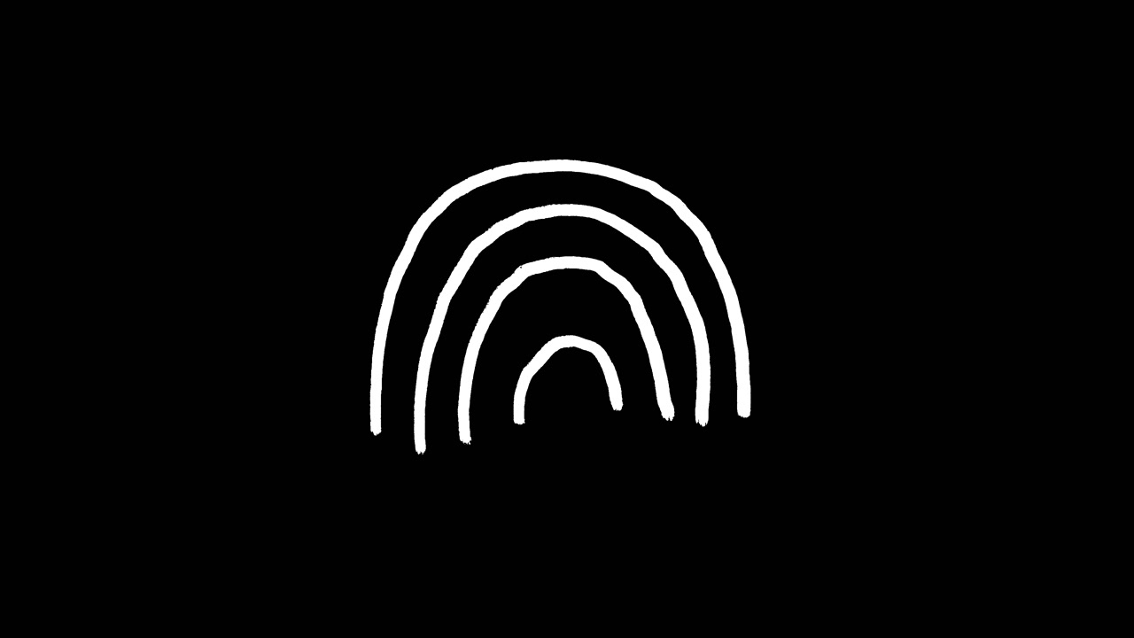 Minimalist White Rainbow Sketch on Black Background