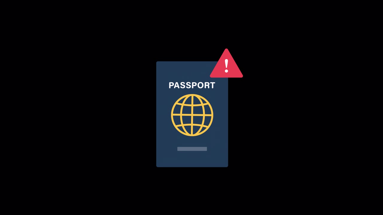 Animated Passport Document with Warning Alert Icon