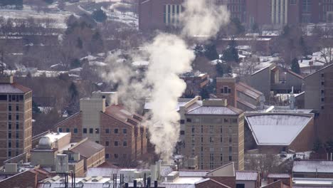 Aerial-view-of-smoke-arising-from-industrial-facilities