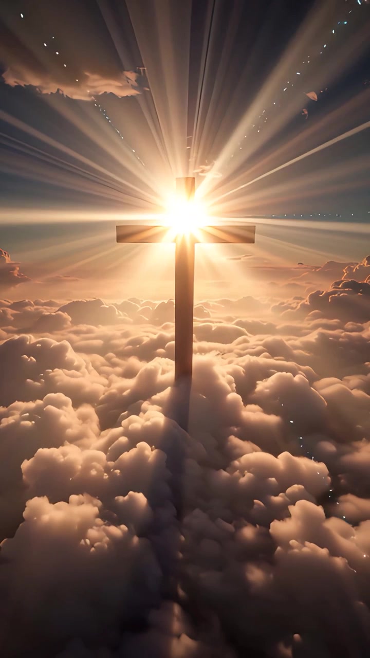 Sfondo per Adorazione 4K: Croce Cristiana e Luce Celeste