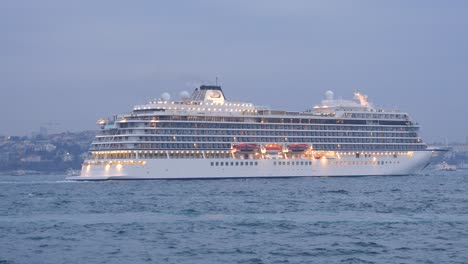 luxury cruise ship sailing on the bosphorus in istanbul