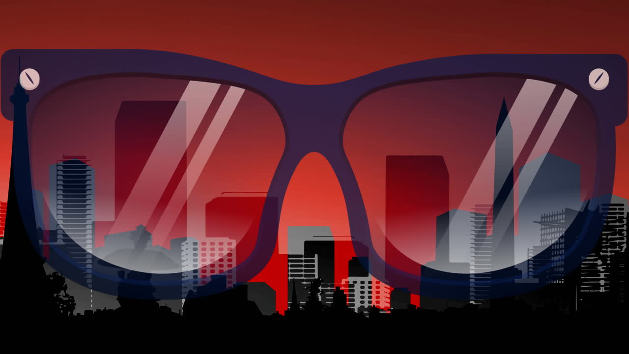 ⁇ 은 배경 에 있는 도시 의 안경 의 애니메이션