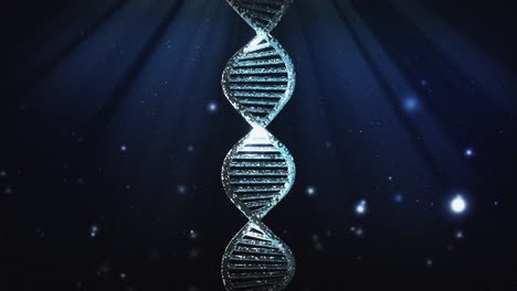 Artistic-DNA-structure-rotating-animation-background-with-white-particles-and-light-as-if-healing-or-scanning,-or-healthy