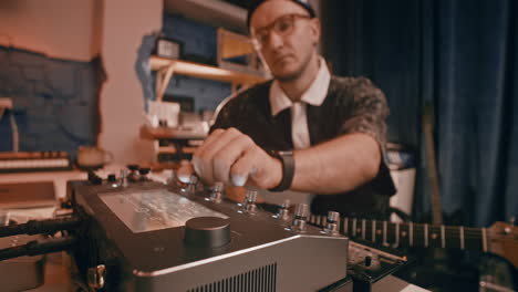 musician working in a home studio