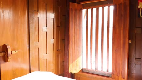 wooden window opening in a traditional room