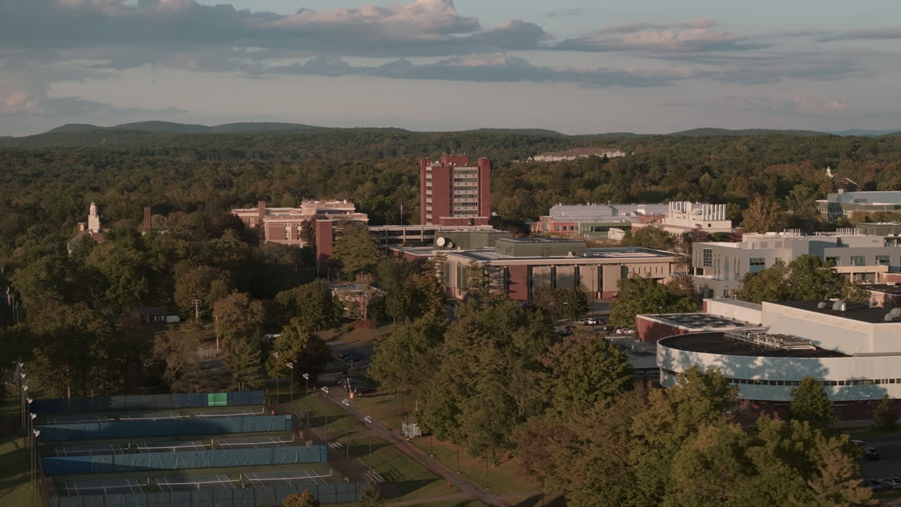 Aerial view of SUNY New Paltz on an autumn day