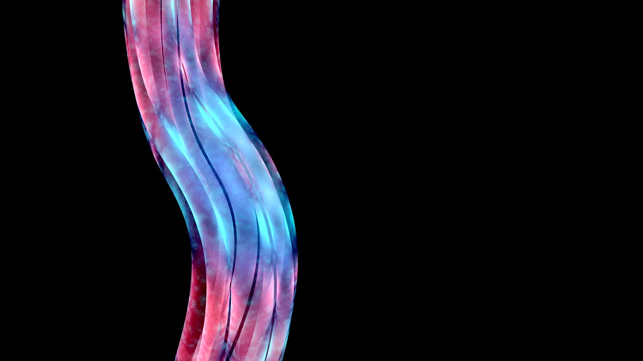 strange glowing purple wires spinning and rotating in front of camera