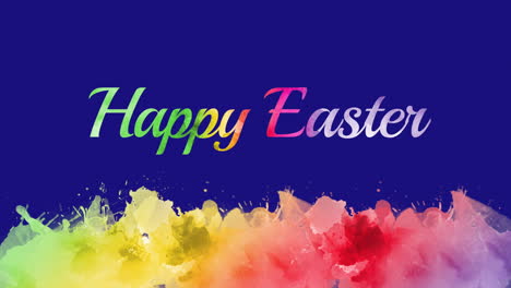 Happy-Easter-with-rainbow-watercolor-paints-on-paper