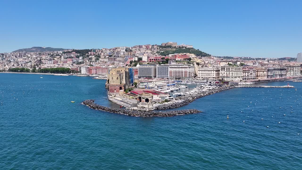 Naples Skyline At Naples In Campania Italy. Downtown Cityscape. Gulf Of Naples Landscape. Naples Skyline At Campania Italy. Beautiful Skyline. Coastline Scenery. Beach Landscape.